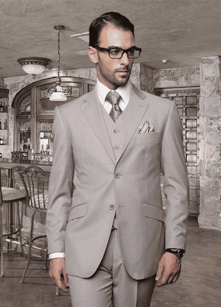 Tan 3 Piece Suit - Tan Three Piece Suit - AlbertoNardoniStore