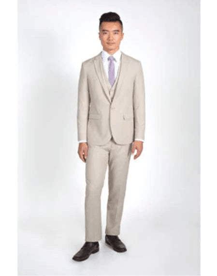 Tan 3 Piece Suit - Tan Three Piece Suit - AlbertoNardoniStore