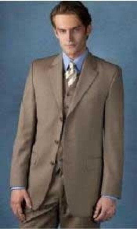 Tan 3 Piece Suit - AlbertoNardoniStore