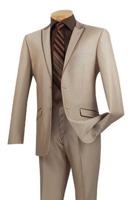 Tan Groomsmen Suits - Tan Slim Fitted Suit - Tan Groomsmen Tuxedos - AlbertoNardoniStore