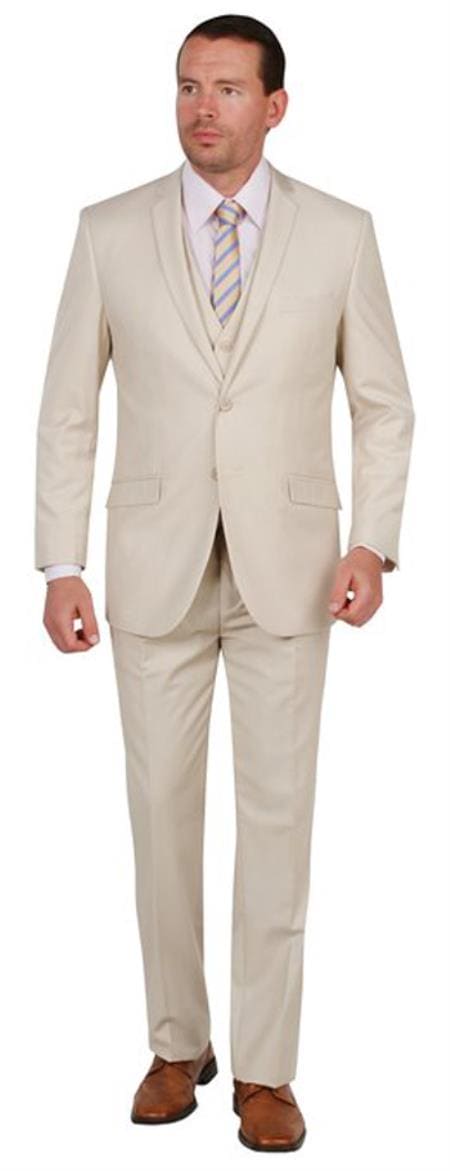 Tan Groomsmen Suits - Tan Slim Fitted Suit - Tan Groomsmen Tuxedos - AlbertoNardoniStore