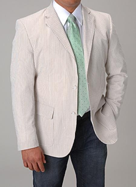 Tan Seersucker Blazer - AlbertoNardoniStore