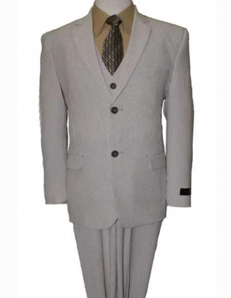 Tan Seersucker Suit - AlbertoNardoniStore