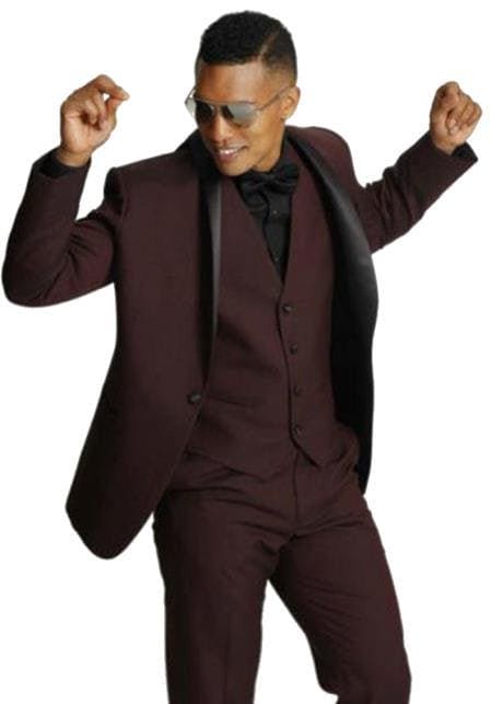 Tux-SH Burgundy/Blk - Tuxedo Wholesale Distributors - AlbertoNardoniStore