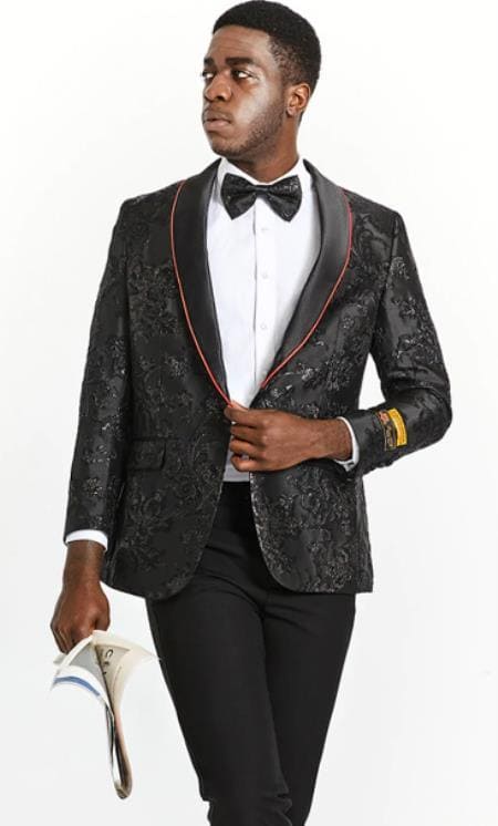 Tuxedo Jacket For Sale - Black & Red Tuxedo Jacket - AlbertoNardoniStore