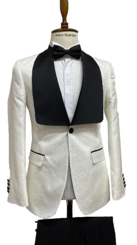 Tuxedo Jacket For Sale - Ivory And Black Tuxedo Jacket - AlbertoNardoniStore