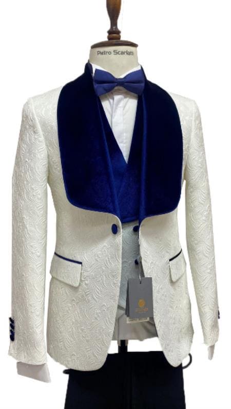 Tuxedo Jacket For Sale - Ivory & Blue Tuxedo Jacket - AlbertoNardoniStore