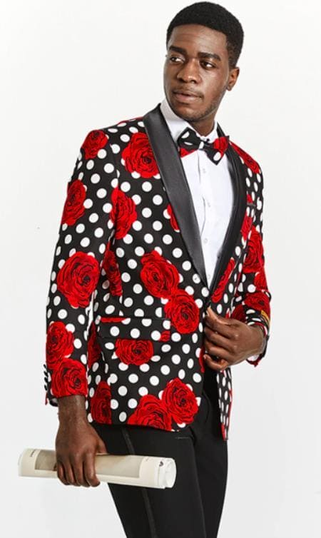 Tuxedo Jacket For Sale - Red and White Polka Dot Tuxedo Jacket - AlbertoNardoniStore