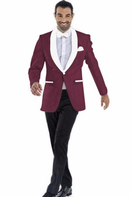 White and Burgundy Tuxedo - AlbertoNardoniStore