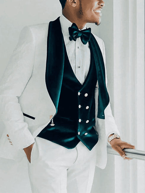 White and Emerald Green Tuxedo - AlbertoNardoniStore