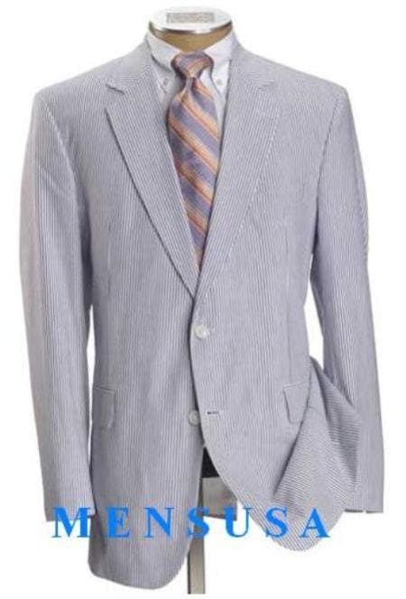 White and Light Blue Seersucker Suit - AlbertoNardoniStore