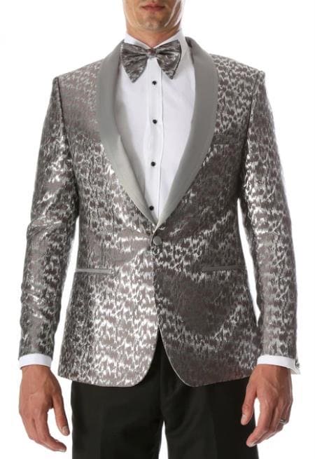 White and Silver Prom Suit With Pants - AlbertoNardoniStore