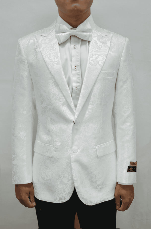 White Paisley Suit - Mens White Paisley Suit - AlbertoNardoniStore