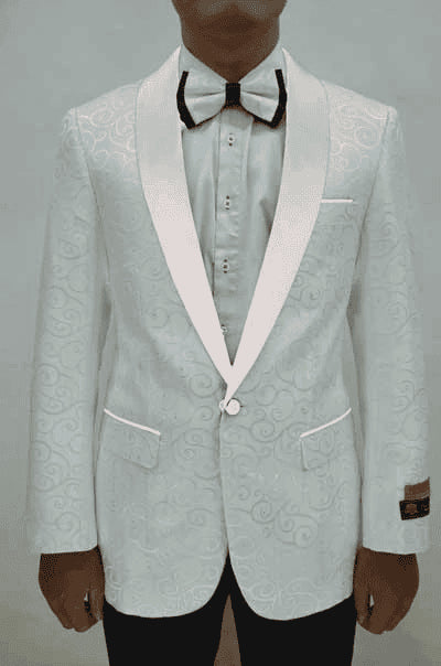 White Paisley Suit - Mens White Paisley Suit - AlbertoNardoniStore