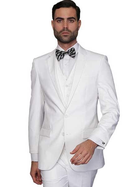 White Slim Fit Suit - Mens White Slim Fit Suit - AlbertoNardoniStore