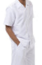 White Tone on Tone 2 Piece Short Sleeve Walking Suit Set - AlbertoNardoniStore