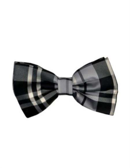 Wholesale Mens Ties Bulk - Grey And Black Men's Plaid Pattern Bowtie - $10 - AlbertoNardoniStore