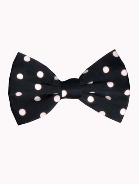 Wholesale Mens Ties Bulk - Men's Black And White Polyester Polka Dot Pattern Bowtie - $10 - AlbertoNardoniStore