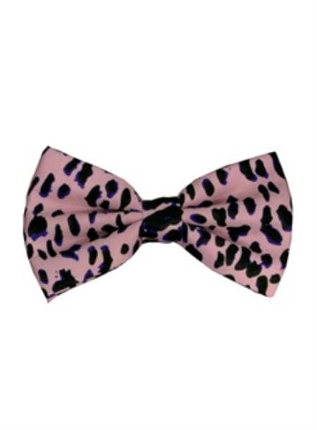 Wholesale Mens Ties Bulk - Men's Leopard - Men's Pink And Black Leopard - Animal Print Classic Design Bowties - $10 - AlbertoNardoniStore