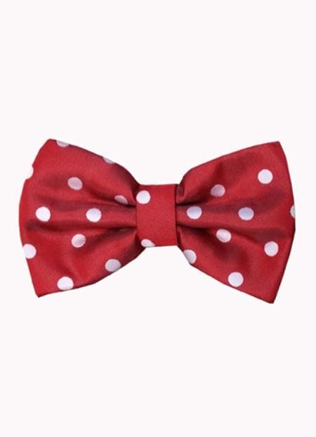 Wholesale Mens Ties Bulk - Men's Polyester Red And White Polka Dot Pattern Bowtie - $10 - AlbertoNardoniStore