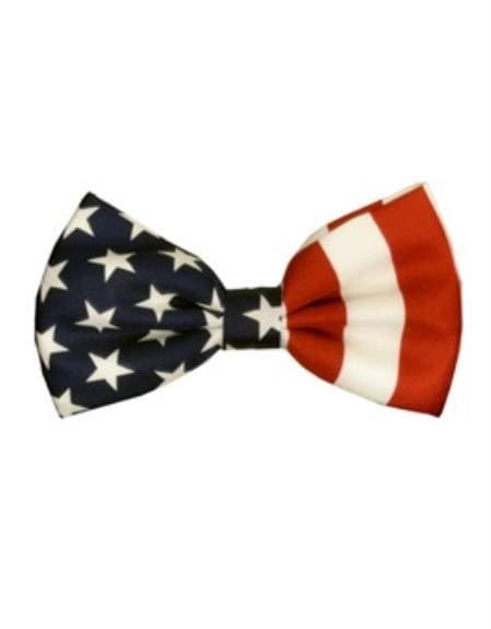 Wholesale Mens Ties Bulk - Men's White/Red/Blue American Flag Bowtie - $10 - AlbertoNardoniStore