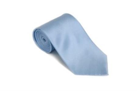 Wholesale Mens Ties Bulk - Powderblue 100% Silk Solid Necktie With Handkerchief Buy 10 Of Same Color Tie - AlbertoNardoniStore