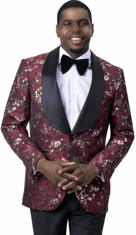 Wine/Gold Groom Tuxedo - AlbertoNardoniStore