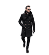 Wool Double Breasted Topcoat - Black - AlbertoNardoniStore