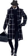 Wool Double Breasted Topcoat - Black Check - AlbertoNardoniStore