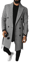 Wool Double Breasted Topcoat - Black / White - AlbertoNardoniStore