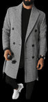 Wool Double Breasted Topcoat - Black / White - AlbertoNardoniStore