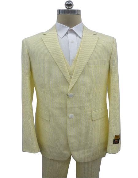 Yellow Seersucker Suit - AlbertoNardoniStore